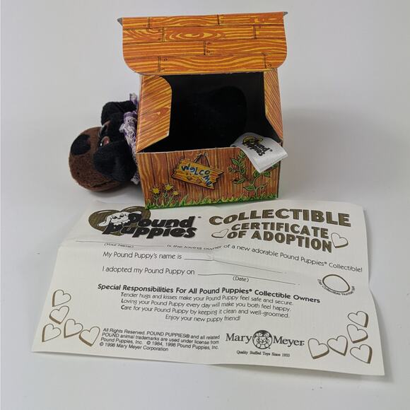1998 Pound Puppies Plush 10/12 Mary Meyer Doghouse Puppy Dog Collectible Box - Picture 10 of 10
